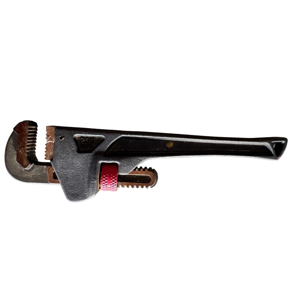 Husky 10 Inch Straight Pipe Wrench 250mm Cast Iron Plumbing Tool Red Nut